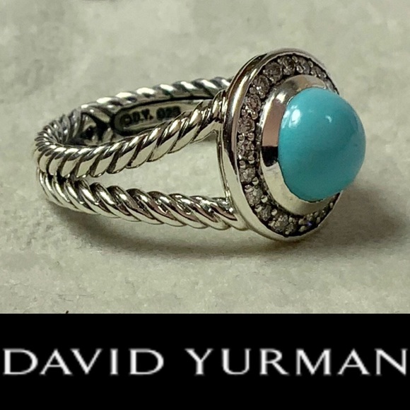 DAVID YURMAN Petite Cerise Ring Turquoise Diamonds - Picture 1 of 8